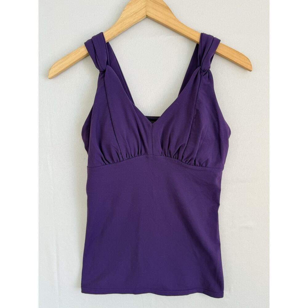 Athleta Bra Cup Tank Purple Knot Strap Built In Bra Yoga Top Women's Small